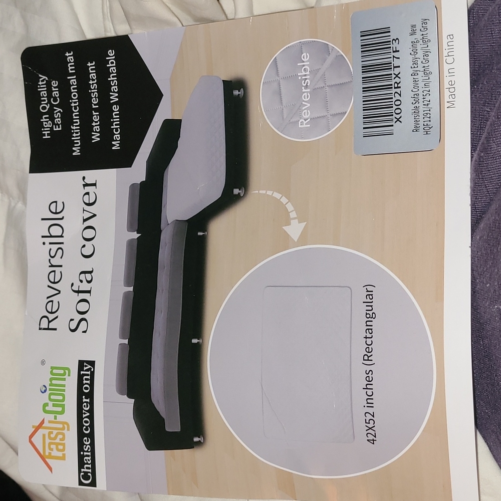New in packaging! Reversible rectangular chaise couch cover mat gray